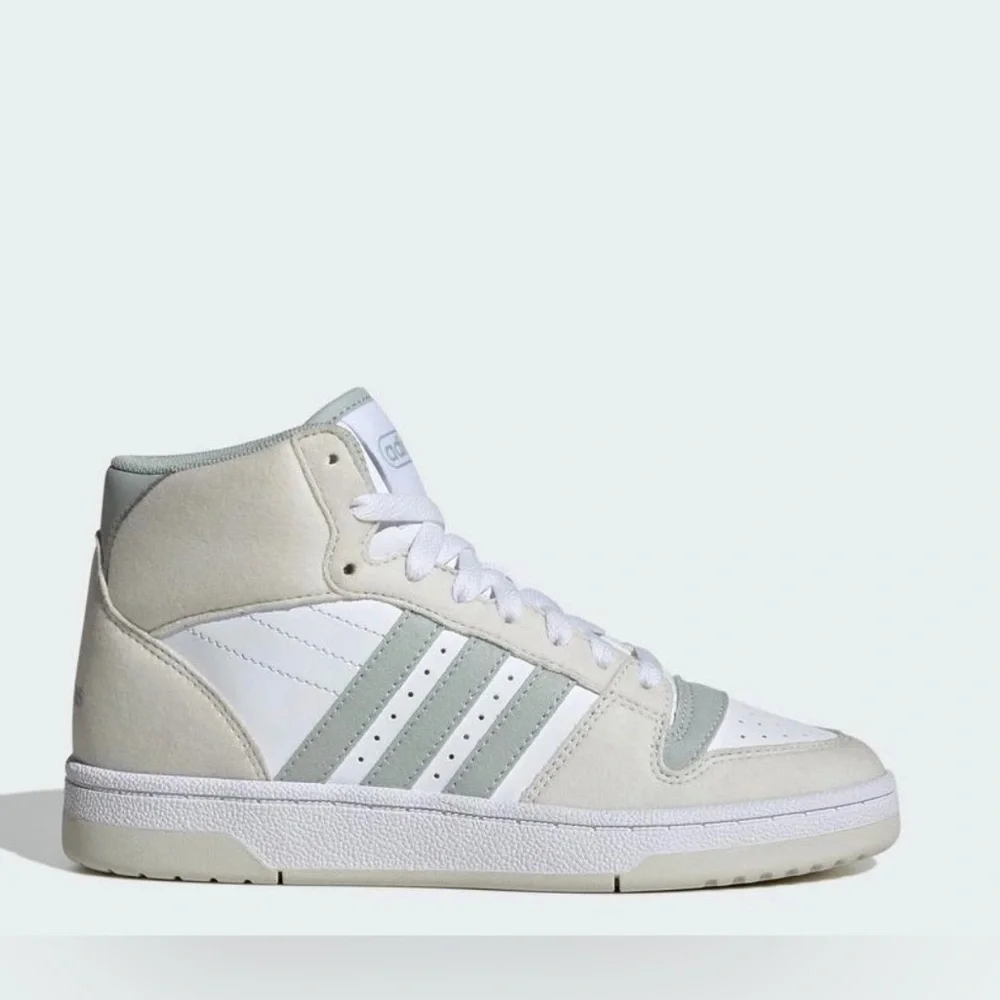 Adidas kids White and Light Gray High-Top Sneakers